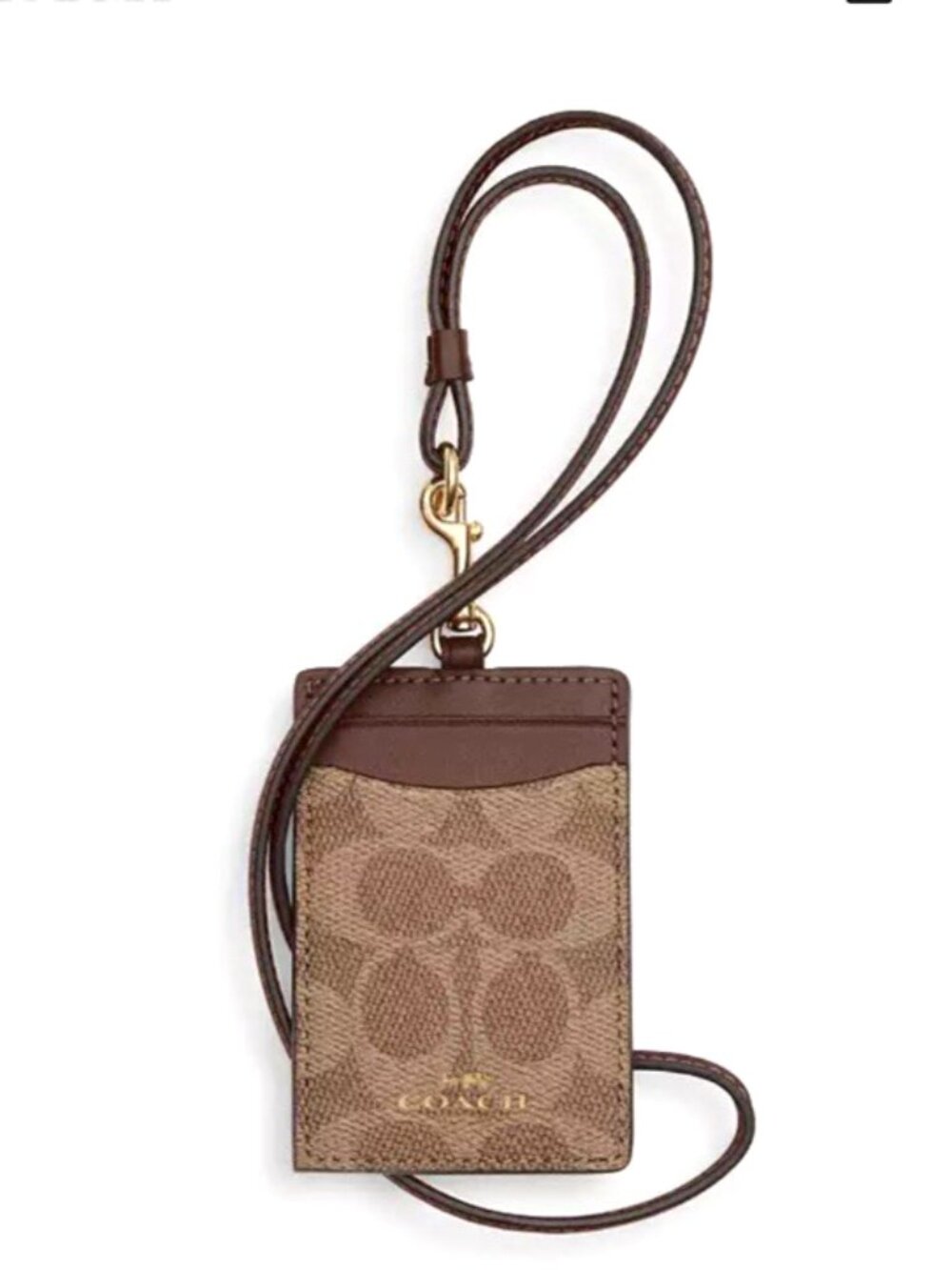 New Coach CZ285 Id Lanyard in Signaure Canvas Tan / Brown